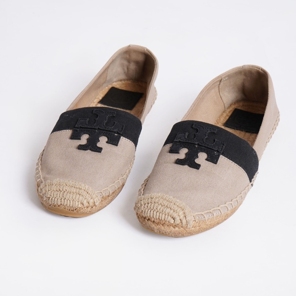 TORY BURCH WESTON ESPADRILLES Beige and Black Flats 6.5
